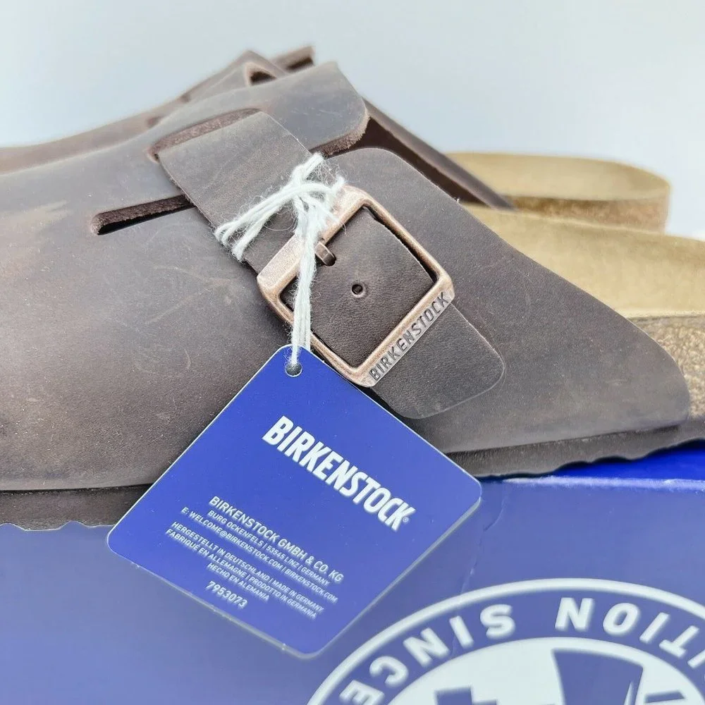 Birkenstock Soft Footbed Boston Clog Oiled Leather Habana EU 45 Mens US 12- 12.5 - Picture 6 of 12